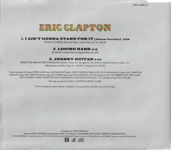 Eric Clapton : I Ain't Gonna Stand For It (CD, Single)