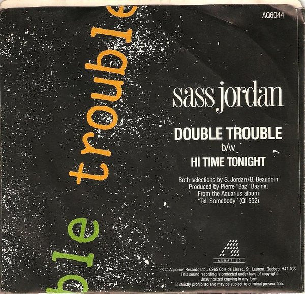 Sass Jordan : Double Trouble (7", Single)
