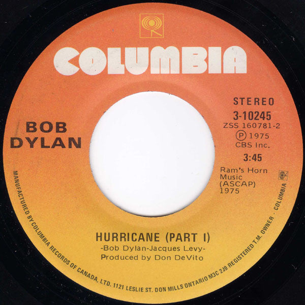 Bob Dylan : Hurricane (Part I) / Hurricane (Part II) (7")