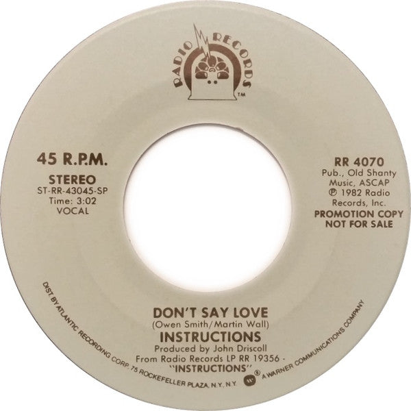 Instructions : Don't Say Love (7", Promo)