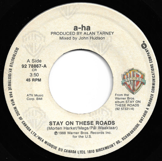 a-ha : Stay On These Roads (7", Single)