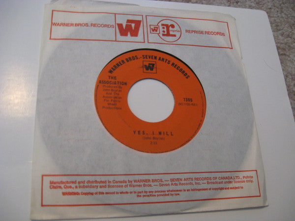 The Association (2) : Yes, I Will (7", Single)