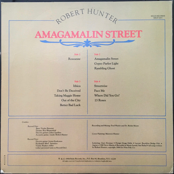 Robert Hunter : Amagamalin Street (2xLP, Album)