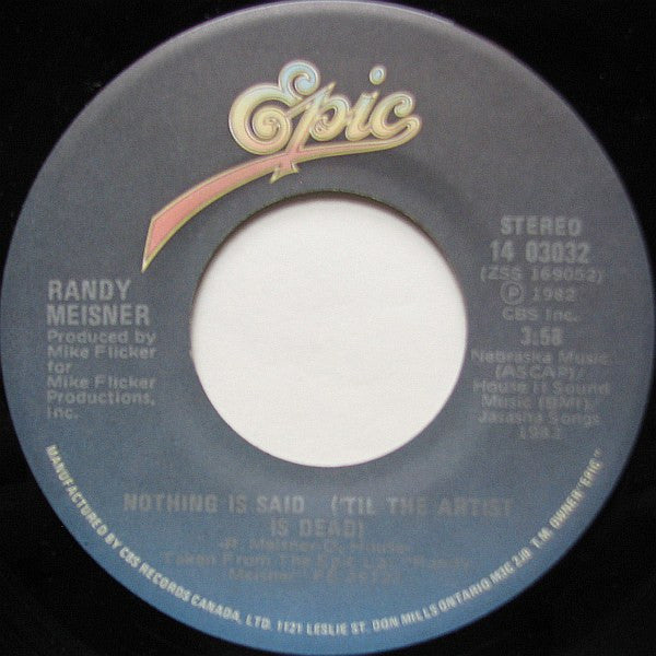Randy Meisner : Never Been In Love / Nothing Is Said ('Til The Artist Is Dead) (7", Single)