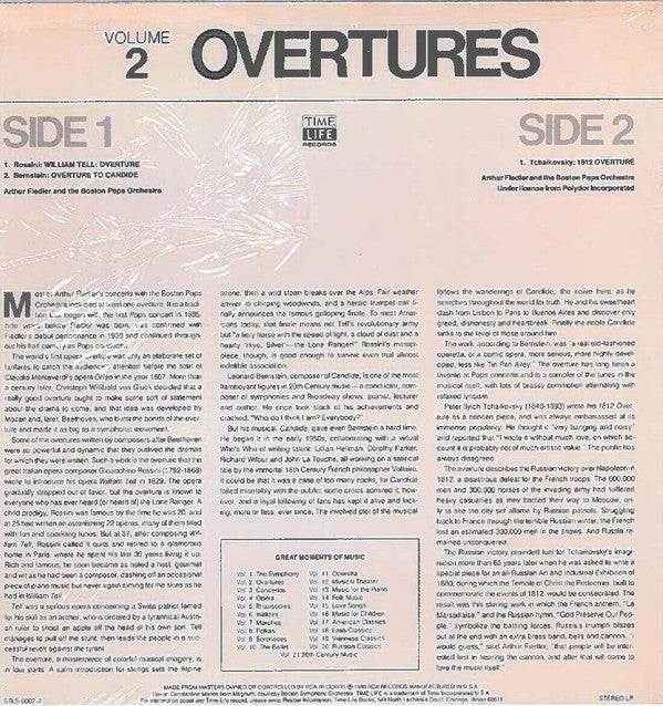Arthur Fiedler And Boston Pops Orchestra : Great Moments Of Music:  Volume 2, Overtures (LP, Comp)