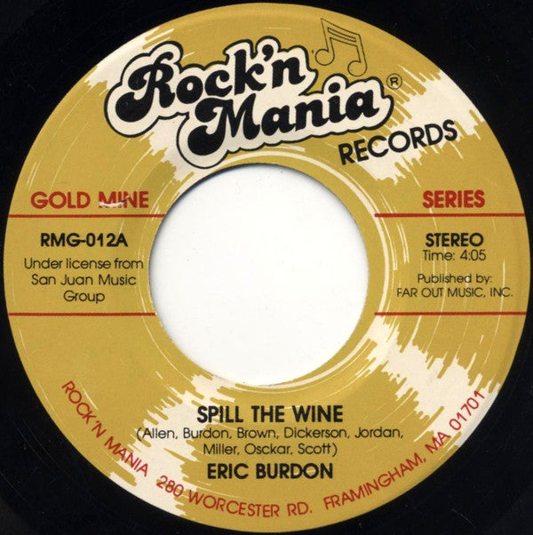 Eric Burdon / Teddy And The Pandas* : Spill The Wine / The Lovelight (7", Single, RE)