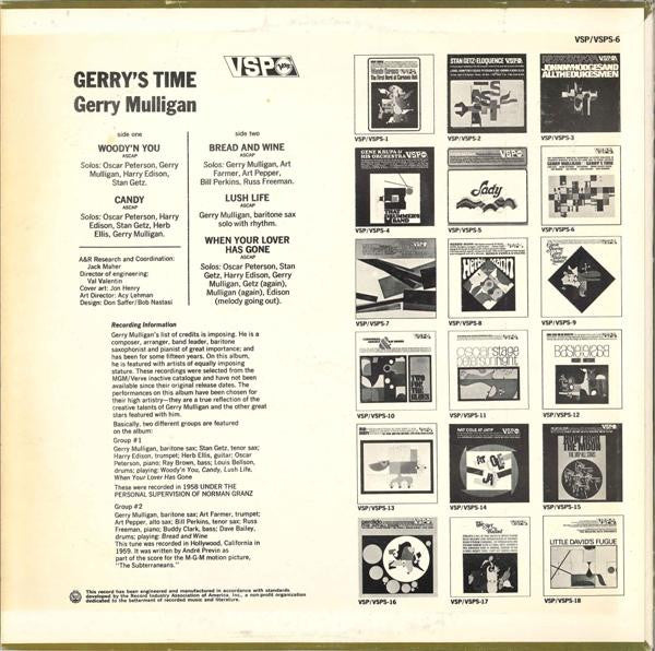 Gerry Mulligan : Gerry's Time (LP, Album, Comp, Mono)