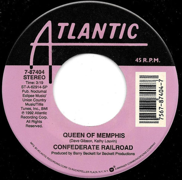 Confederate Railroad : Queen Of Memphis (7")