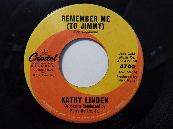 Kathy Linden : Remember Me (To Jimmy) (7", Single)