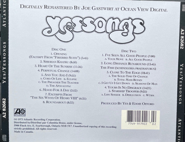 Yes : Yessongs (2xCD, Album, Club, RE, RM)