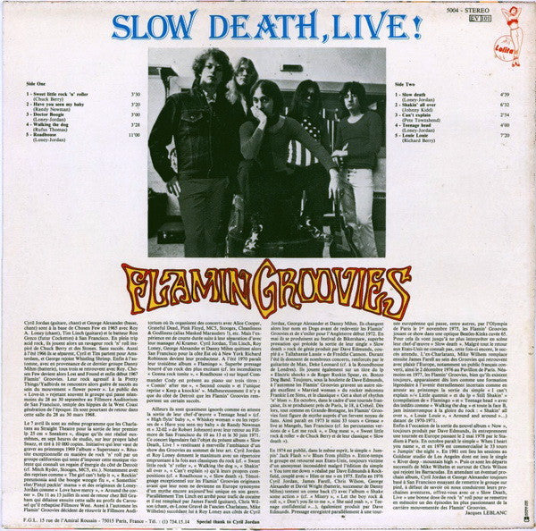 The Flamin' Groovies : Slow Death, Live! (LP, Album)