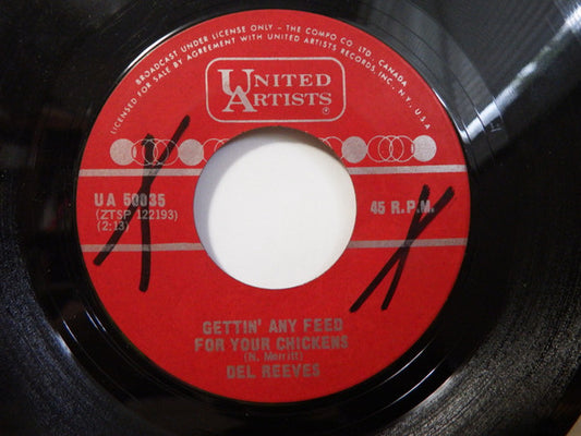 Del Reeves : Gettin' Any Feed For Your Chickens / Plain As The Tears On My Face (7", Single)