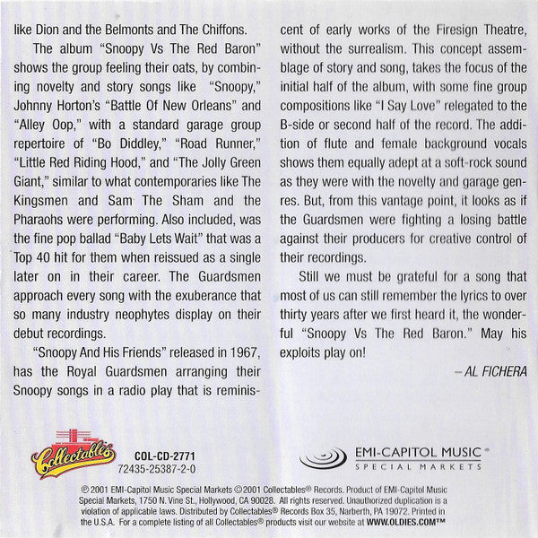 The Royal Guardsmen : Snoopy Vs. The Red Baron / Snoopy And His Friends (CD, Comp)