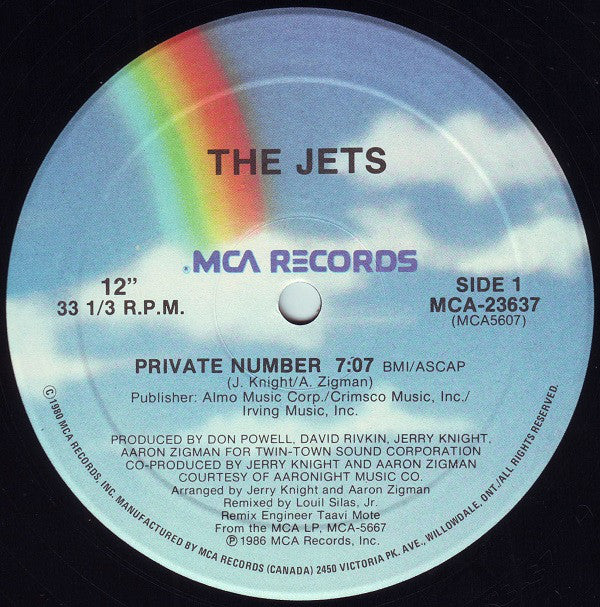 The Jets : Private Number (12" Version) (12", Maxi)