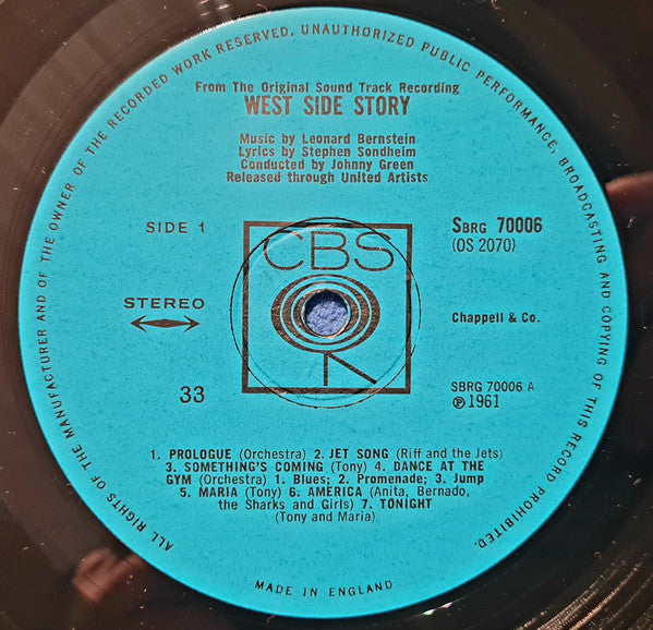 Leonard Bernstein : West Side Story (The Original Sound Track Recording) (LP, RE)
