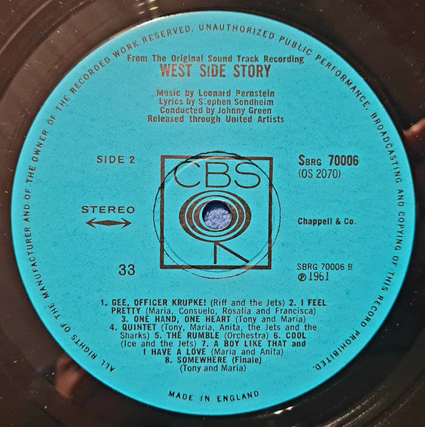 Leonard Bernstein : West Side Story (The Original Sound Track Recording) (LP, RE)