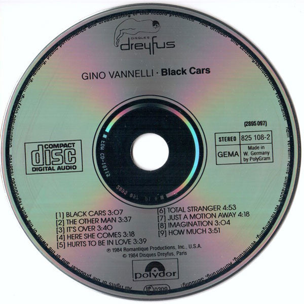 Gino Vannelli : Black Cars (CD, Album)