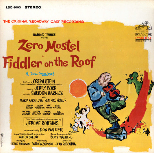 Original Broadway Cast*, Jerry Bock : Zero Mostel In Fiddler On The Roof (The Original Broadway Cast Recording) (LP, Album)