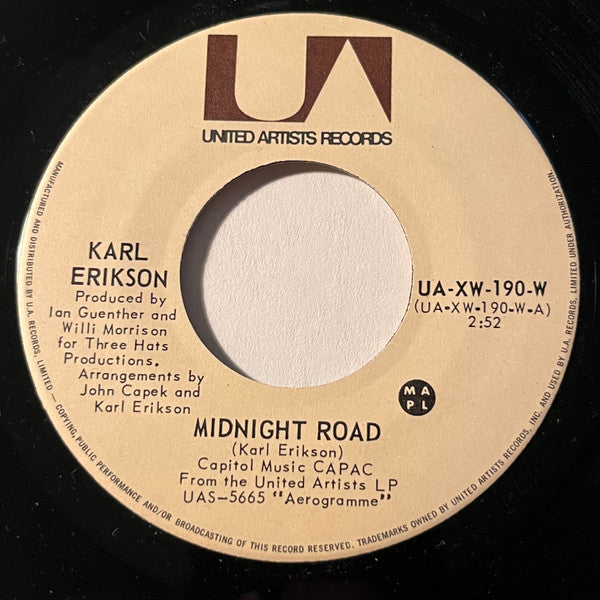 Karl Erikson : Midnight Road / Enough Of God  (7", Single)