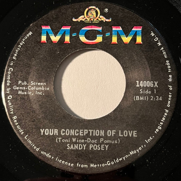 Sandy Posey : Your Conception Of Love / All Hung Up In Your Green Eyes (7", Single)