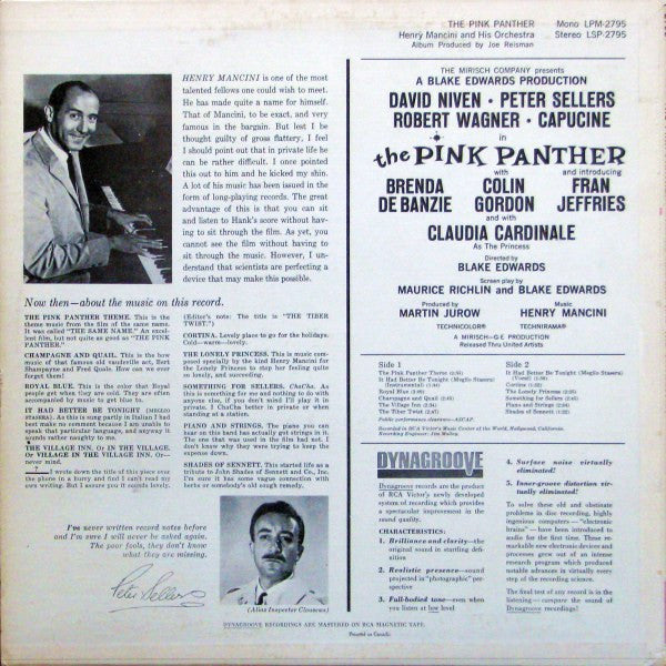 Henry Mancini : The Pink Panther (Music From The Film Score) (LP, Album)