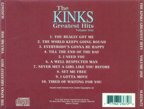 The Kinks : Greatest Hits Volume One (CD, Comp)