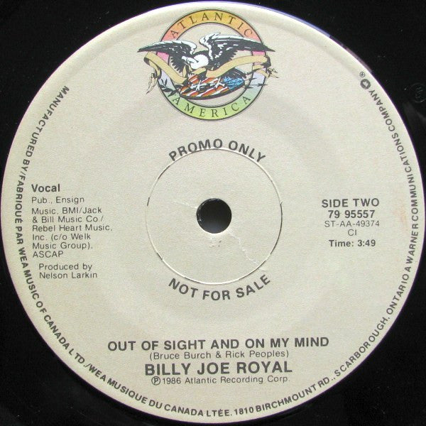 Billy Joe Royal : Boardwalk Angel / Out Of Sight And On My Mind (7", Single, Promo)