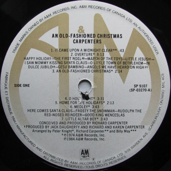 Carpenters : An Old-Fashioned Christmas (LP, Album)