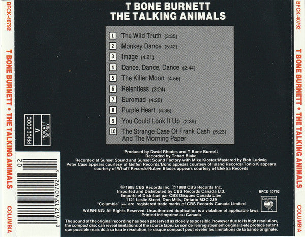 T Bone Burnett* : The Talking Animals (CD, Album)