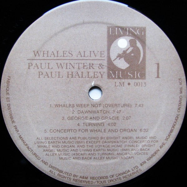Paul Winter (2) / Paul Halley : Whales Alive (LP, Album)