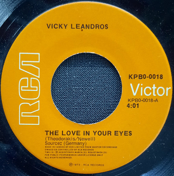 Vicky Leandros : The Love In Your Eyes / You Answer My Prayer (7", Single)