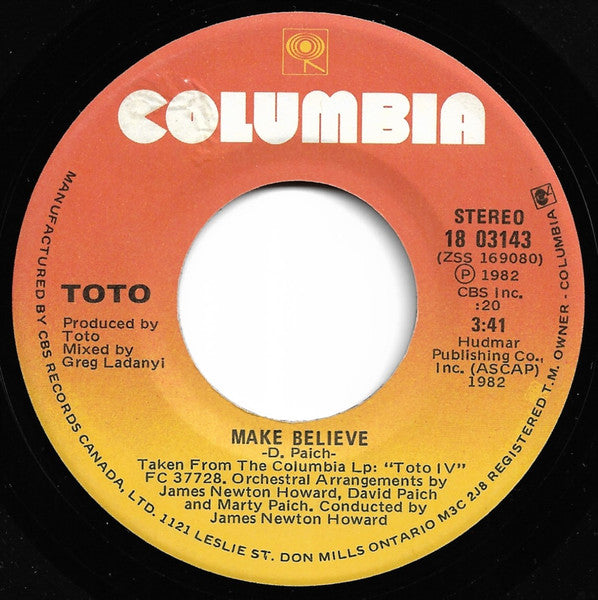 Toto : Make Believe (7")