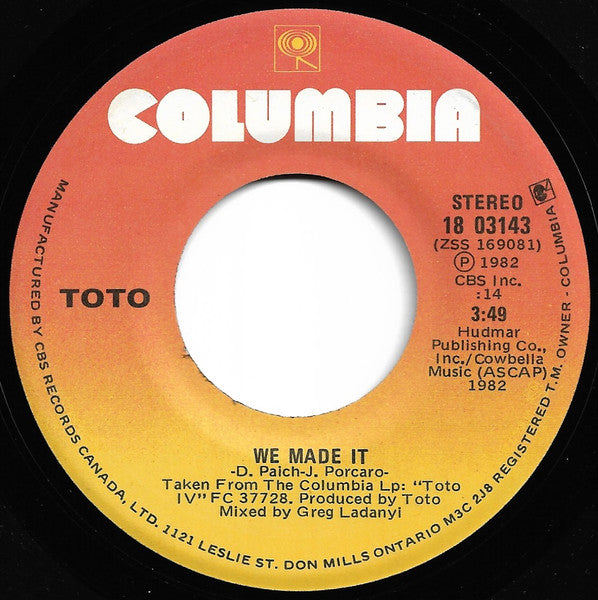 Toto : Make Believe (7")