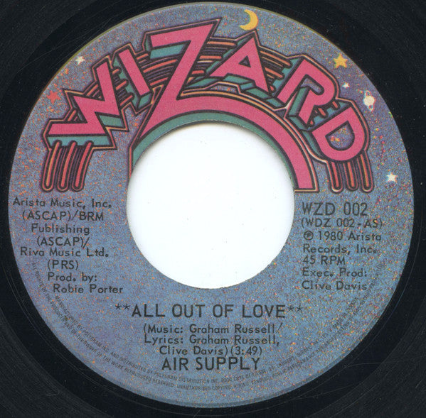 Air Supply : All Out Of Love (7", Single)
