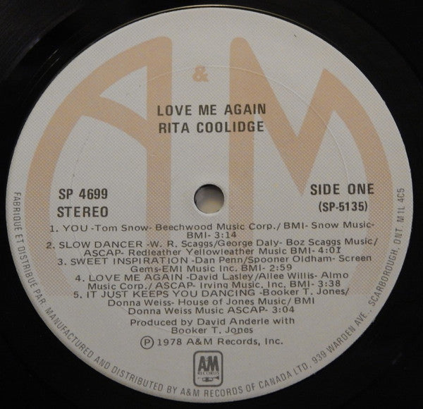 Rita Coolidge : Love Me Again (LP, Album, Gat)