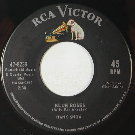 Hank Snow : Ninety Miles An Hour (Down A Dead End Street) / Blue Roses (7", Single, Roc)