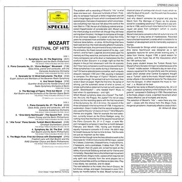 Wolfgang Amadeus Mozart : Festival Of Hits (LP, Comp)