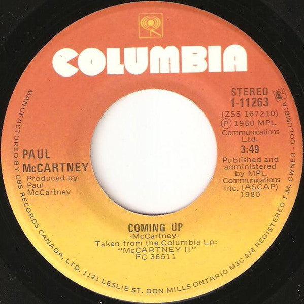 Paul McCartney : Coming Up (7", Single)