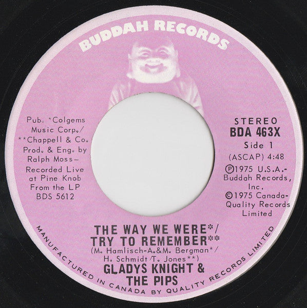 Gladys Knight And The Pips : The Way We Were / Try To Remember (7", Single)