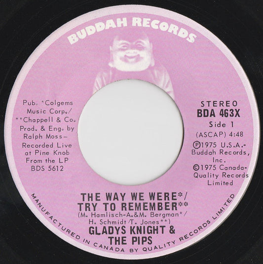 Gladys Knight And The Pips : The Way We Were / Try To Remember (7", Single)