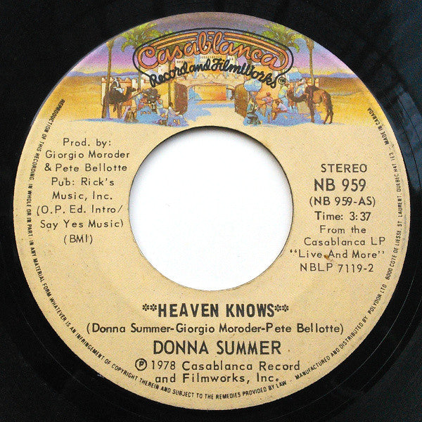 Donna Summer : Heaven Knows (7", Single)