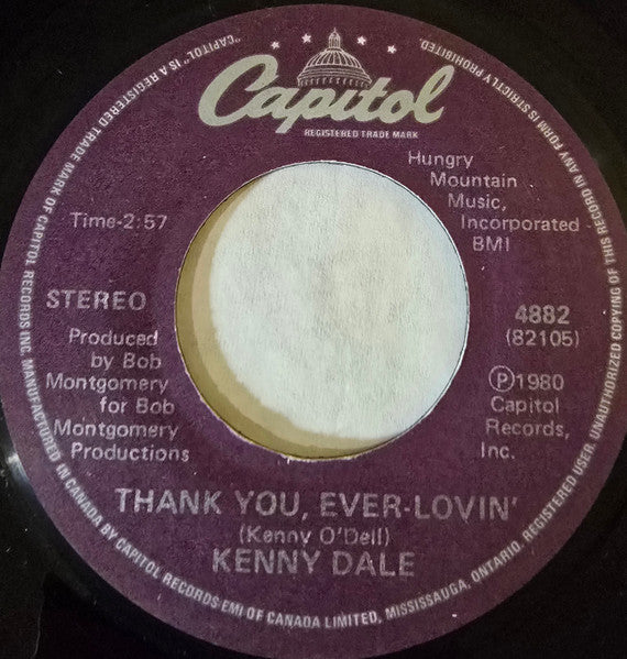 Kenny Dale : Thank You,  Ever-Lovin' (7")