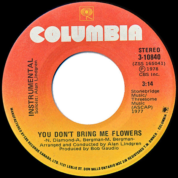 Barbra Streisand & Neil Diamond : You Don't Bring Me Flowers (7", Single)