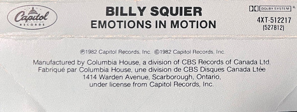 Billy Squier : Emotions In Motion (Cass, Album, Club, Bla)