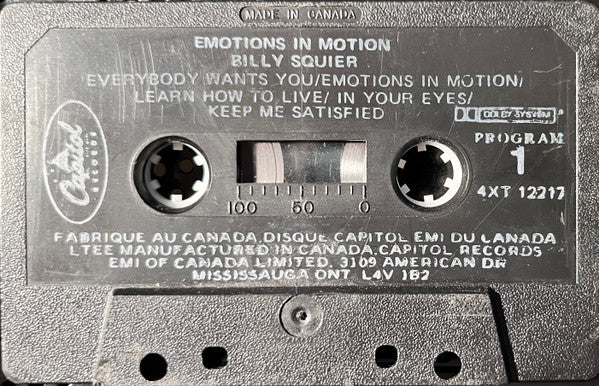 Billy Squier : Emotions In Motion (Cass, Album, Club, Bla)