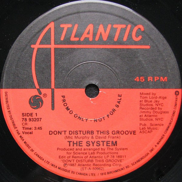 The System : Don't Disturb This Groove (7", Single, Promo)