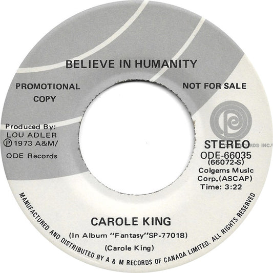 Carole King : You Light Up My Life (7", Single, Promo)