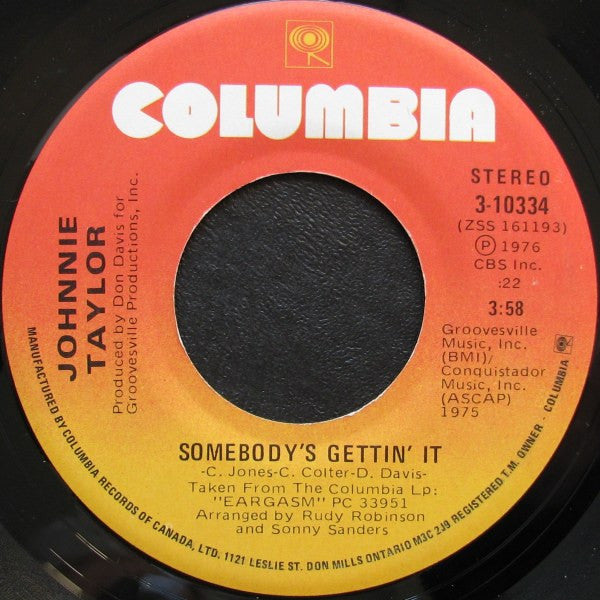 Johnnie Taylor : Somebody's Gettin' It / Please Don't Stop (That Song From Playing) (7", Single)