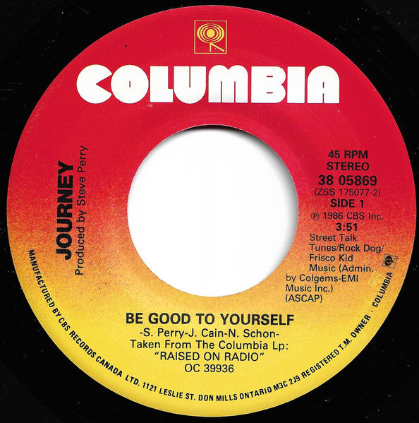 Journey : Be Good To Yourself (7", Single)