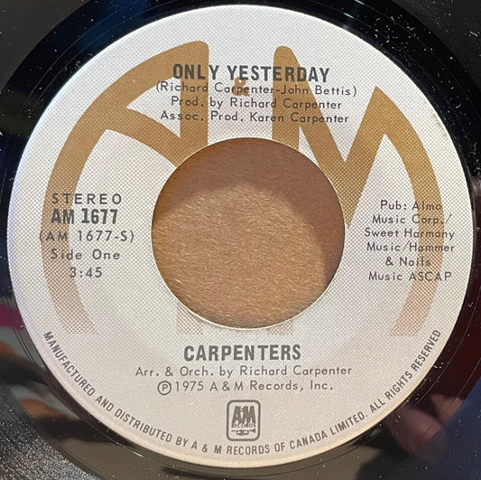 Carpenters : Only Yesterday (7", Single)
